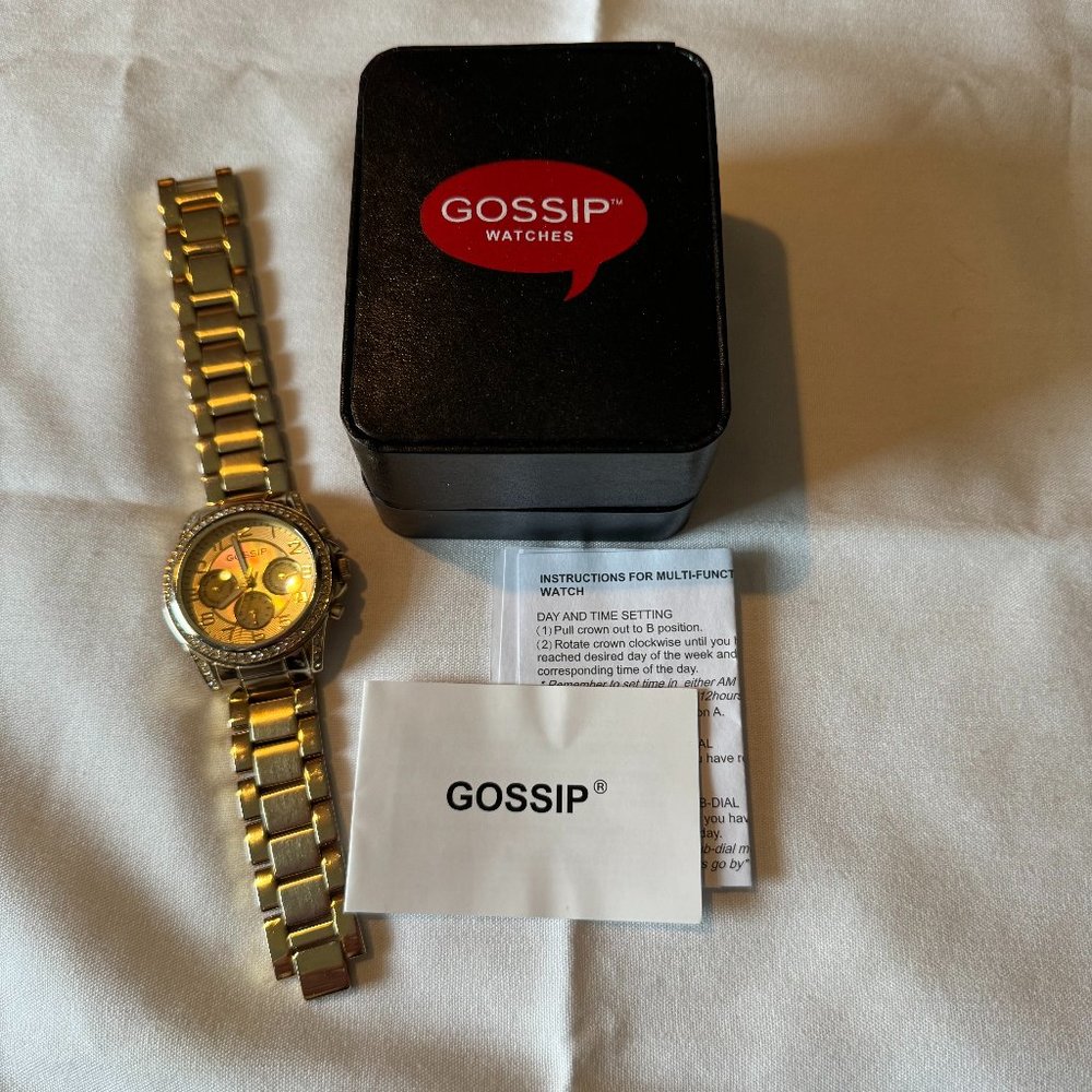 Gossip Goldtone w/Rhinestone Dial Chronography Watch